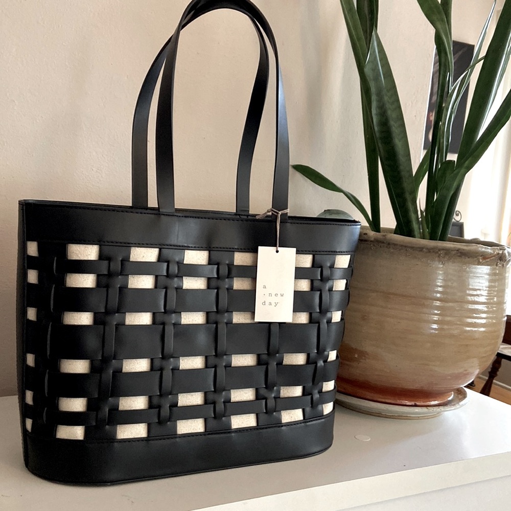 A New Day Basket Weave wovenTote bag